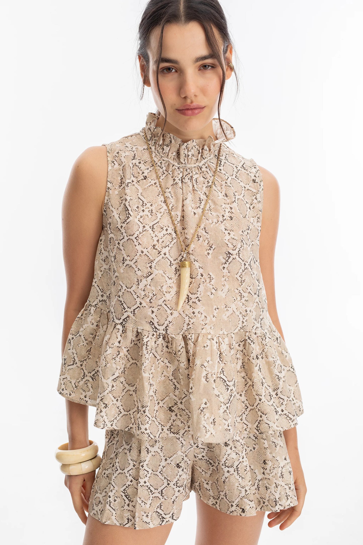 Daisy Metallic Linen Top