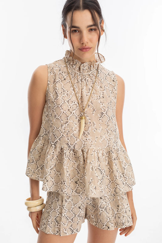 Daisy Metallic Linen Top