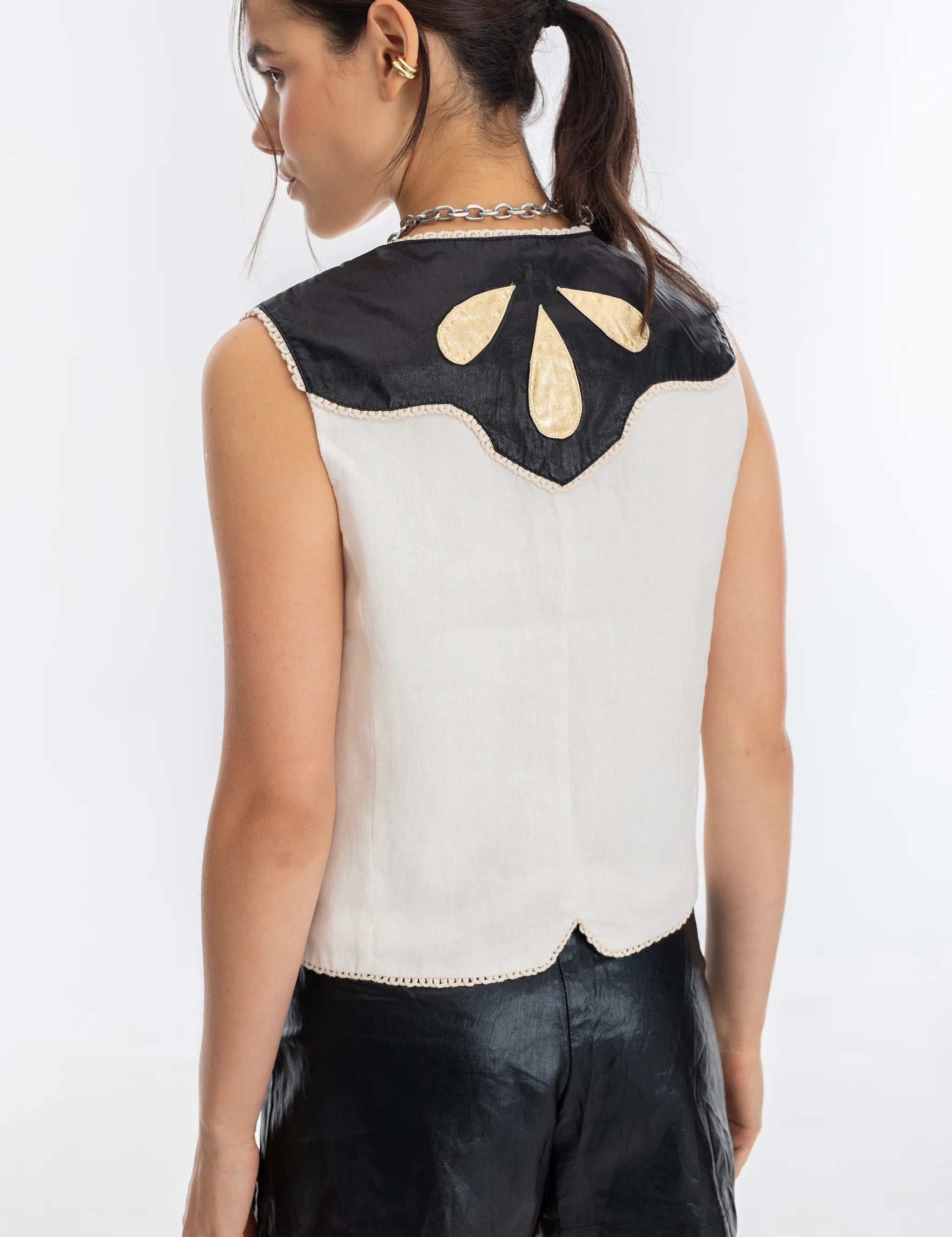 Far West Metallic Linen Vest