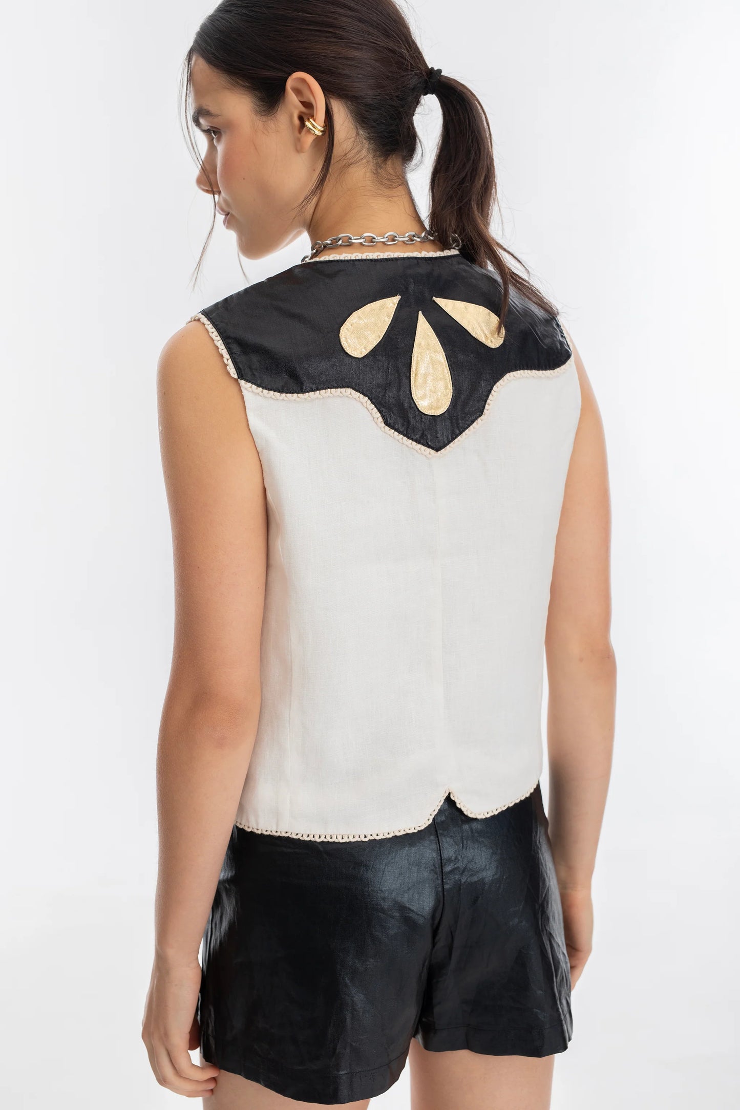 Far West Metallic Linen Vest